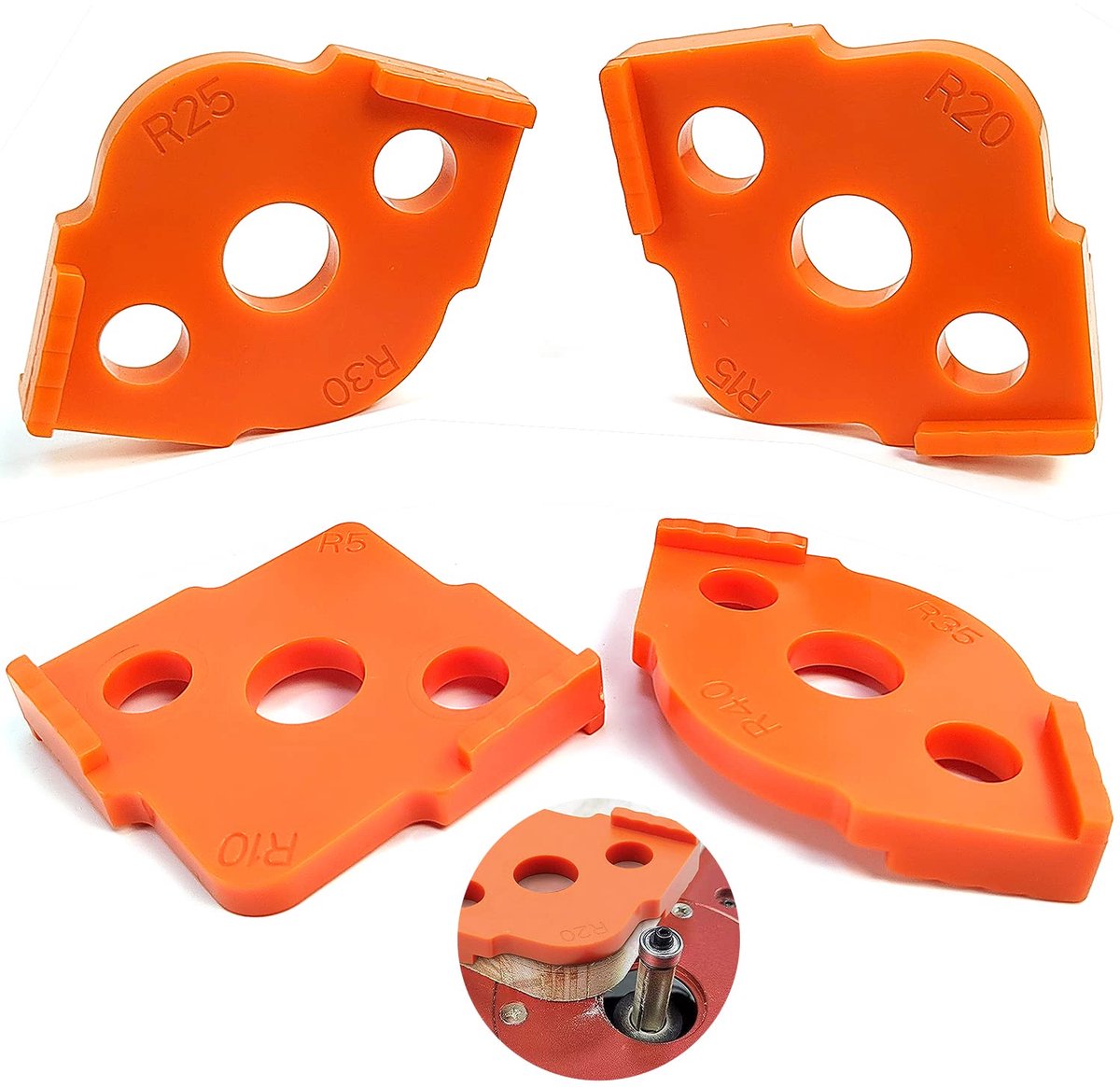 SnelShoppen - 4pcs Router Templates R5 R10 R15 R20 R25 R30 R35 R40 voor Houtbewerking - Duurzame ABS Hoekradiusjig voor Professionele Timmerman - Voor