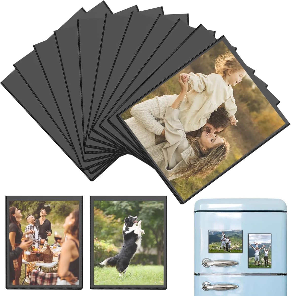SnelShoppen - 15 Stuks Magnetische Fotolijsten Koelkast, Mini Magnetische Foto Frames, Waterdicht, Milieu-vriendelijk, Ideaal voor Foto's en Postkaart
