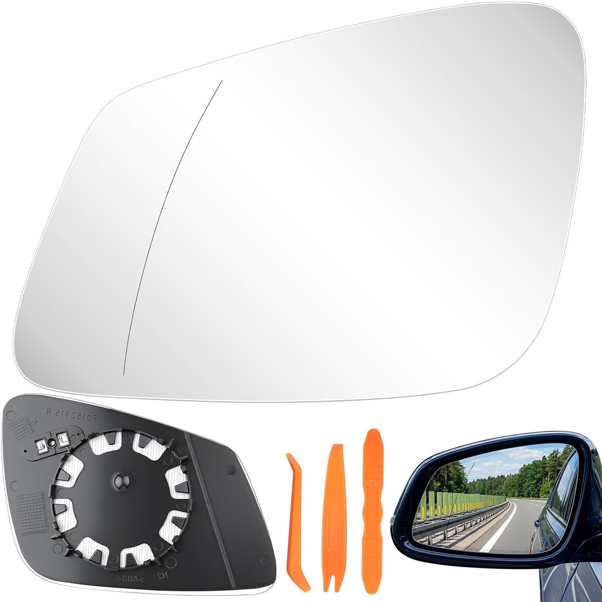 Buitenspiegelglas voor diverse modellen, verwarmd en asferisch, vervangend spiegelglas voor passagierszijde