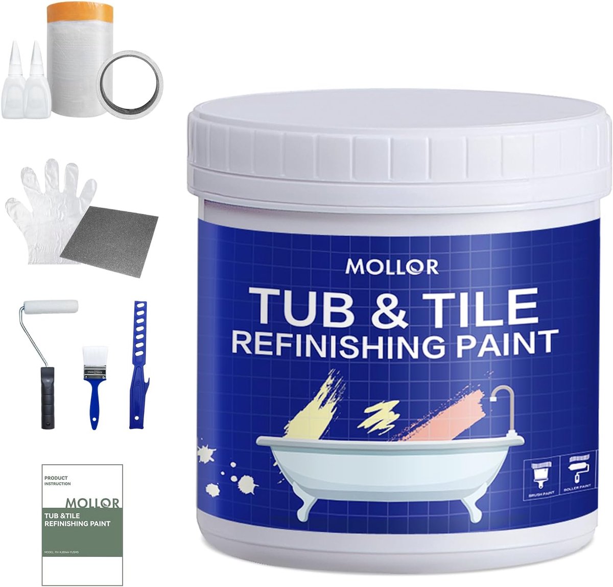 SnelShoppen - White Bath Towel 1kg - Hoogwaardige Waterbestendige Badkamer Tegelverf - Alles-in-één Kit voor Badkuip, Douchebak, Wastafel - Inclusief