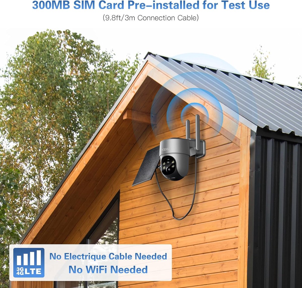 SnelShoppen - 4G LTE Solar Mobiele Beveiligingscamera met SIM Kaart, Draadloze Buiten CCTV, 2K HD Nachtzicht, Beweging Detectie Alarm, TF & Cloud Opsl