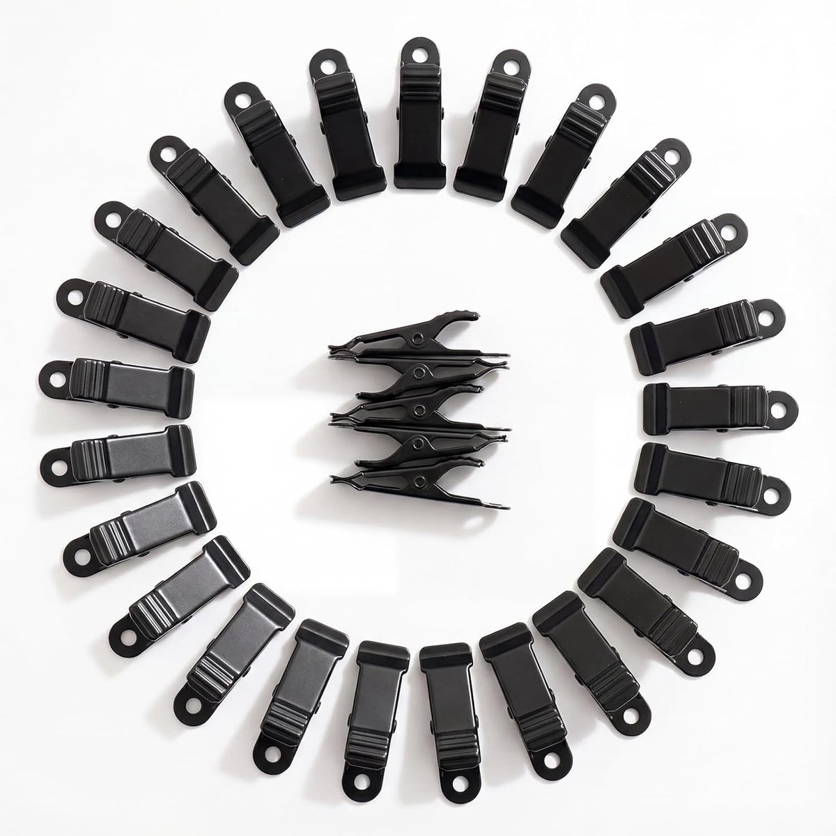 SnelShoppen - 30 Stuks Zwarte Metalen Alligator Clips, Kleine Veerclips voor Kantoor, Badkamer, Kleding, Foto's en Douchegordijnen, Robuuste Klemmen v