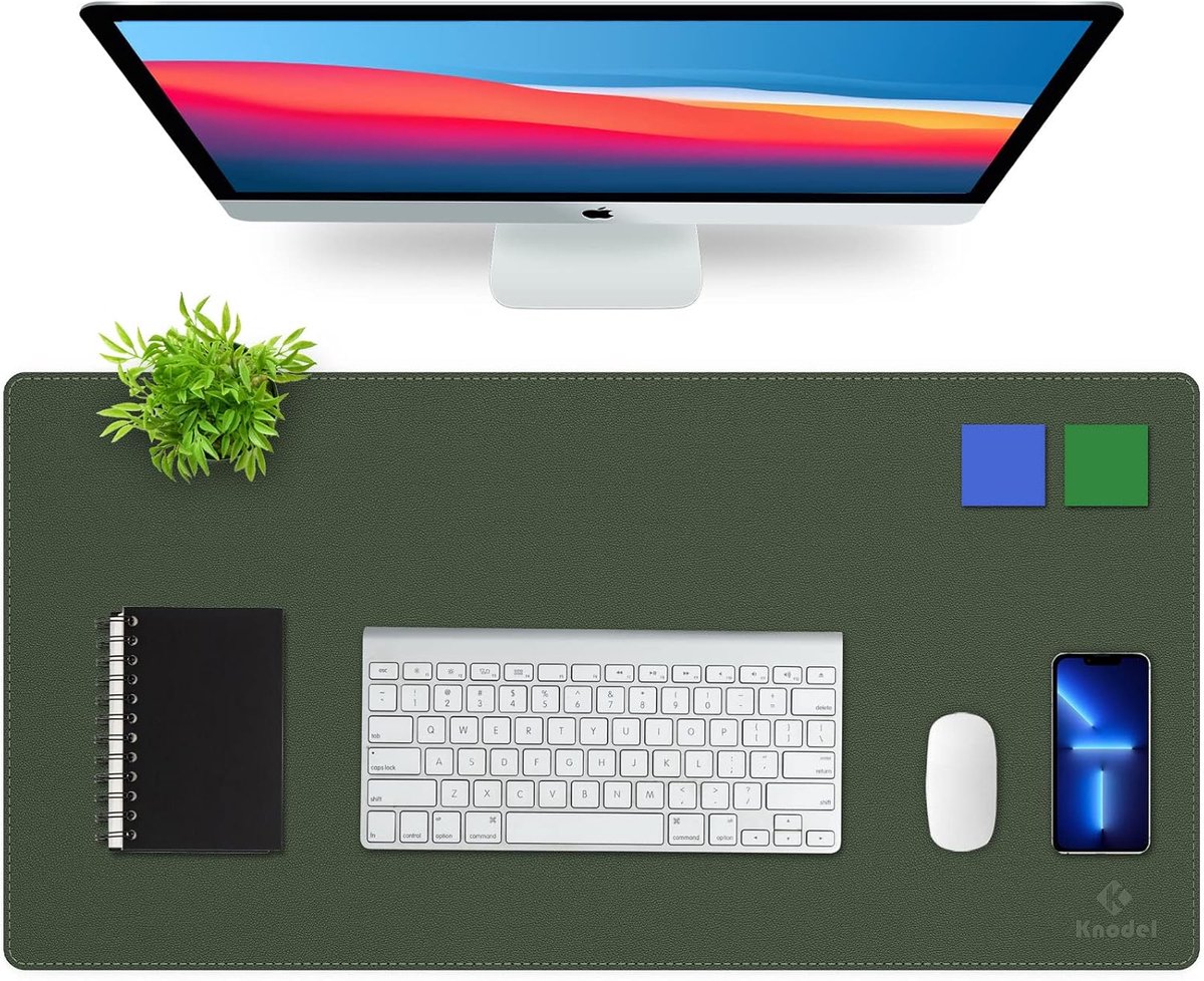 SnelShoppen - Bureauonderlegger 80 x 40 cm, Waterdichte Laptoponderlegger van PVC-Leer, Donkergroen Kantooraccessoire voor Thuis en Werk