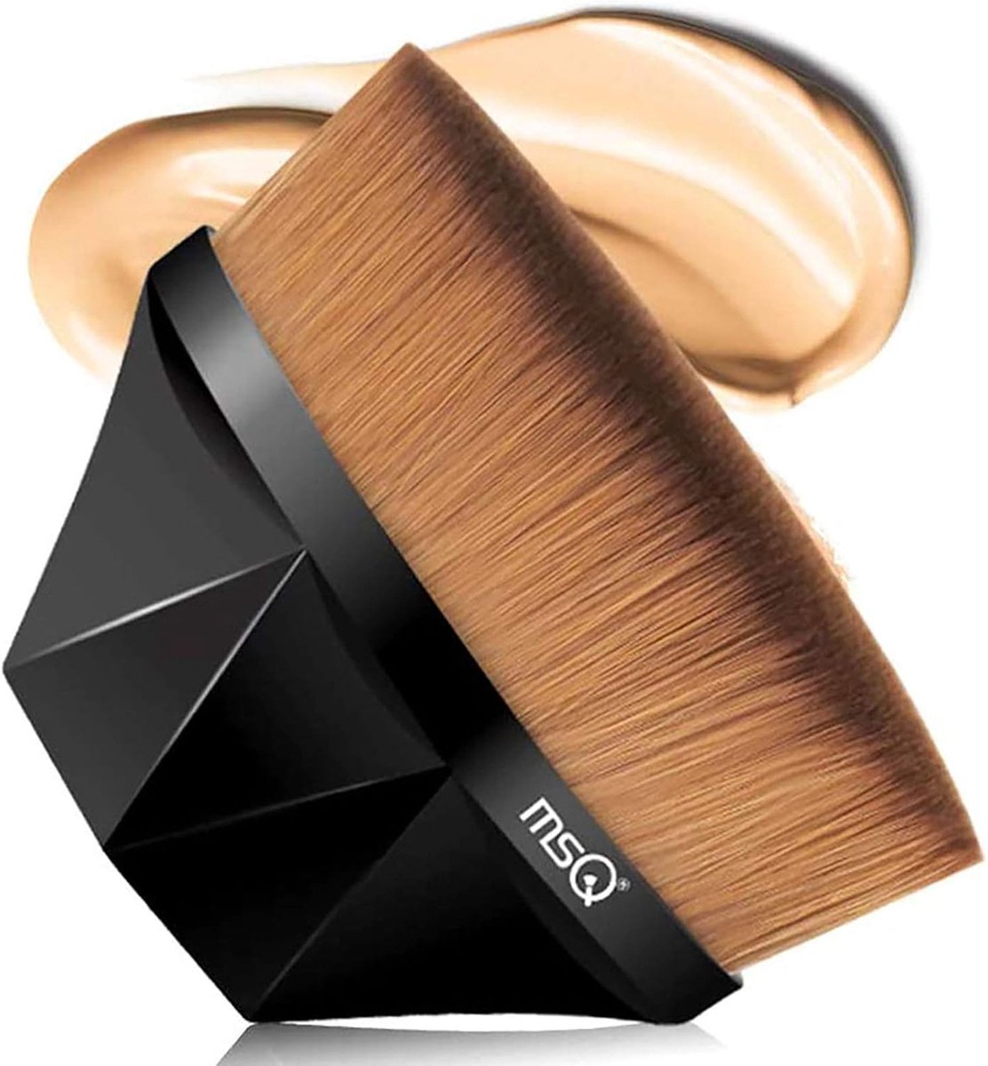 SnelShoppen - MSQ Foundation Brush Kabuki Flat Face Brush Groove Design voor vloeibare en poederfoundation, concealer, ultra zachte synthetische haren