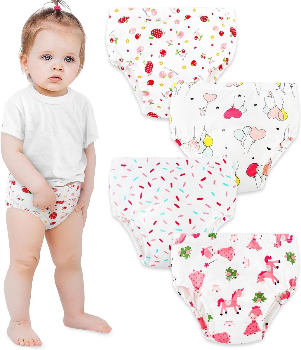 Training Broekjes voor Meisjes 2-6 Jaar, 4-Pack, Potty Training, Herbruikbaar en Wasbaar Kinderondergoed