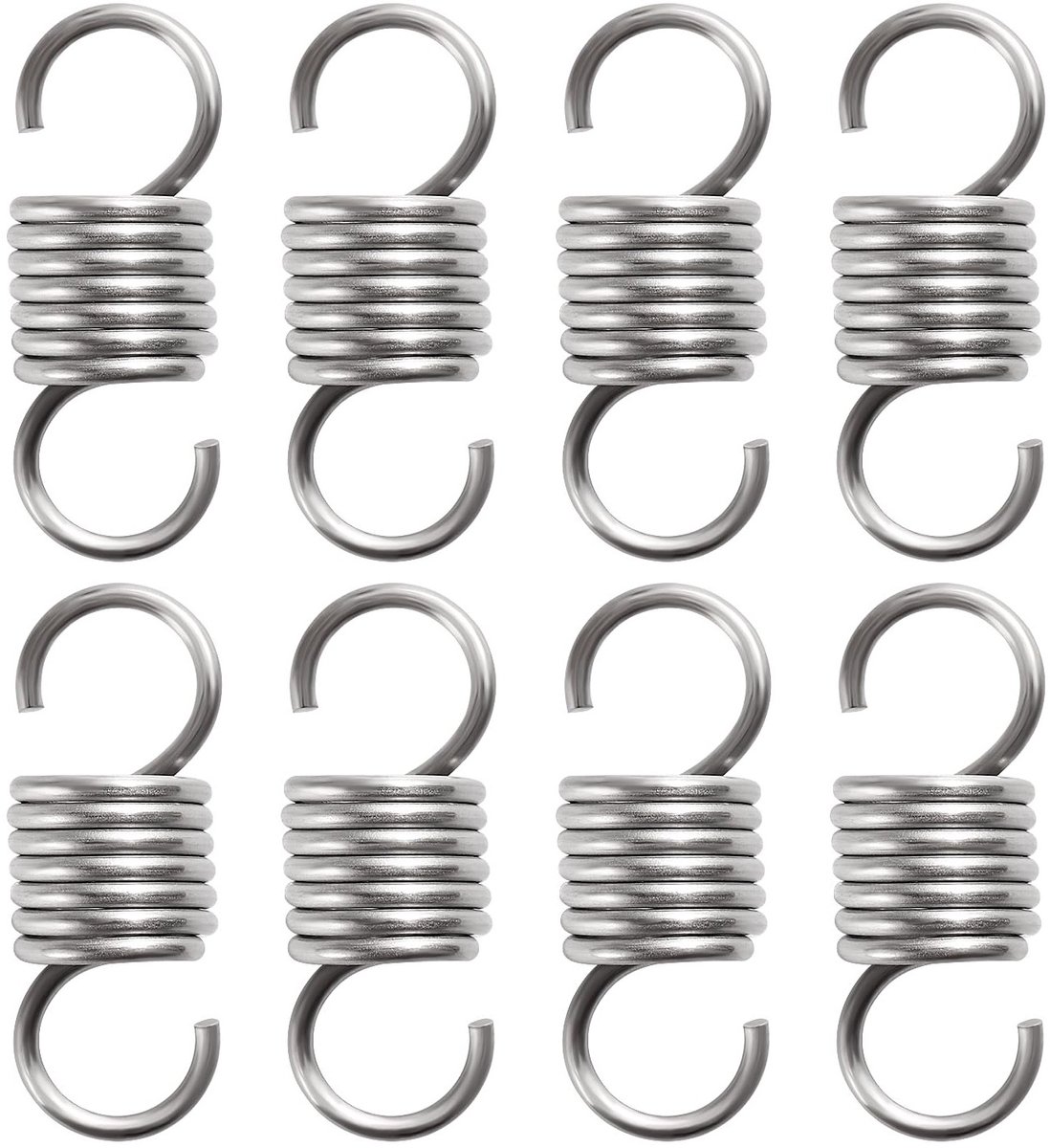 8 Stuks Rvs Tension Springs 2.5 * 20 * 50mm met Haken, Ideaal voor Tent, Zonnescherm en Trampoline Gebruik