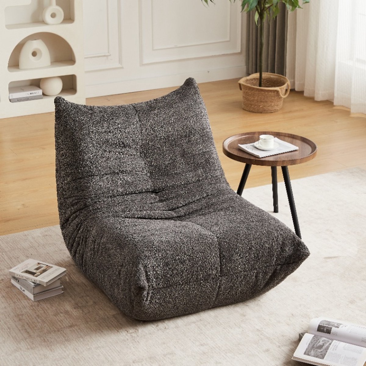 Fauteuil - Relaxfauteuil - gestoffeerde bank - Zitzak stoel - Comfortabele TV-stoel - Leesstoel - Ergonomisch - Elastische spons - Modern design - Chenille - Grijs