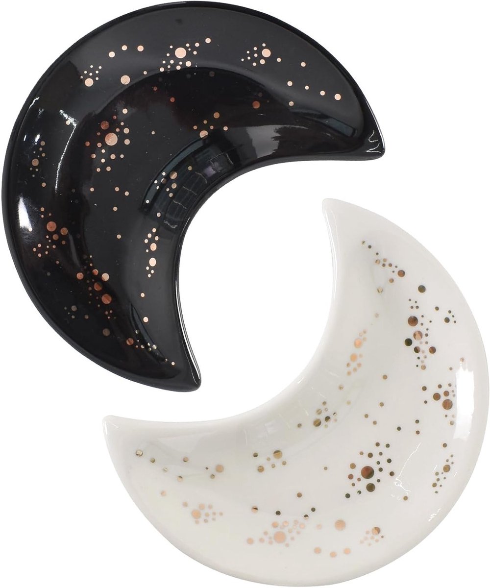 Set van 2 Kleine Maanschaal, Keramische Sieradenhouder, Decoratieve Opbergschalen voor Sieraden, Sleutels en Munten, Ideaal voor Ringen en Oorbellen
