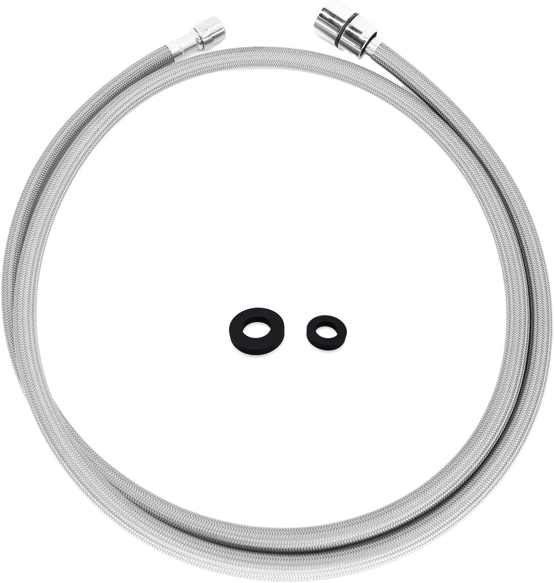 SnelShoppen - Tapdouche Slang Keuken en Badkamer 150 cm, Vervangingsslang voor Uittrekbare Kraan, EPDM met Nylon Bescherming, M15 x G1/2 RVS 304, 2 Di