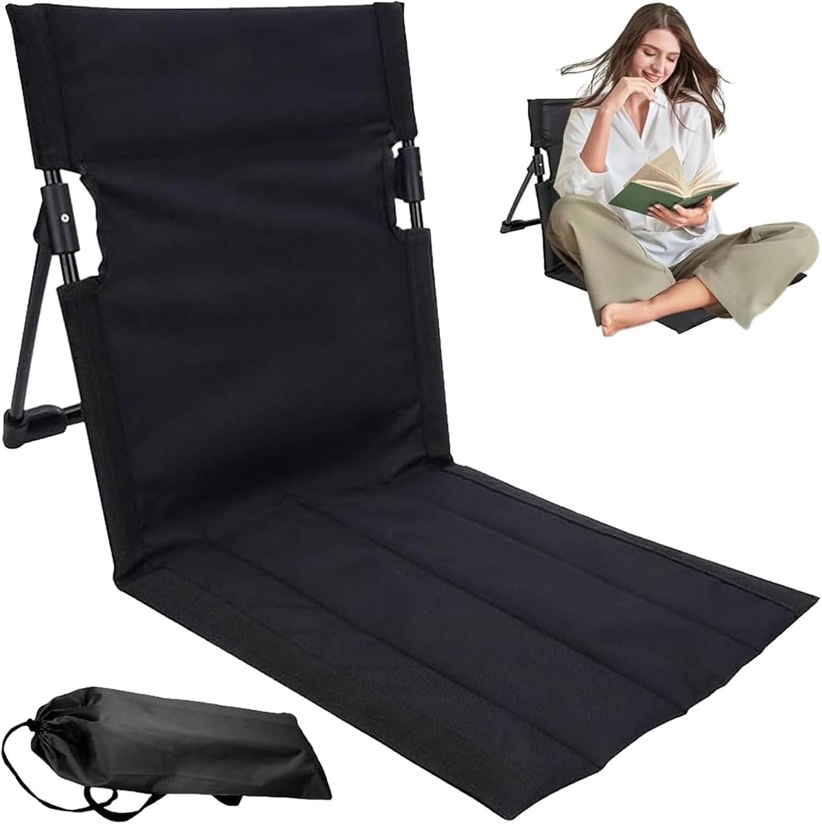 SnelShoppen - Draagbare Strandmat met Rugleuning, Opvouwbare Strandstoel met Tas, Waterdicht Oxford Weefsel, Comfortabele Ligstoel voor Strand, Campin