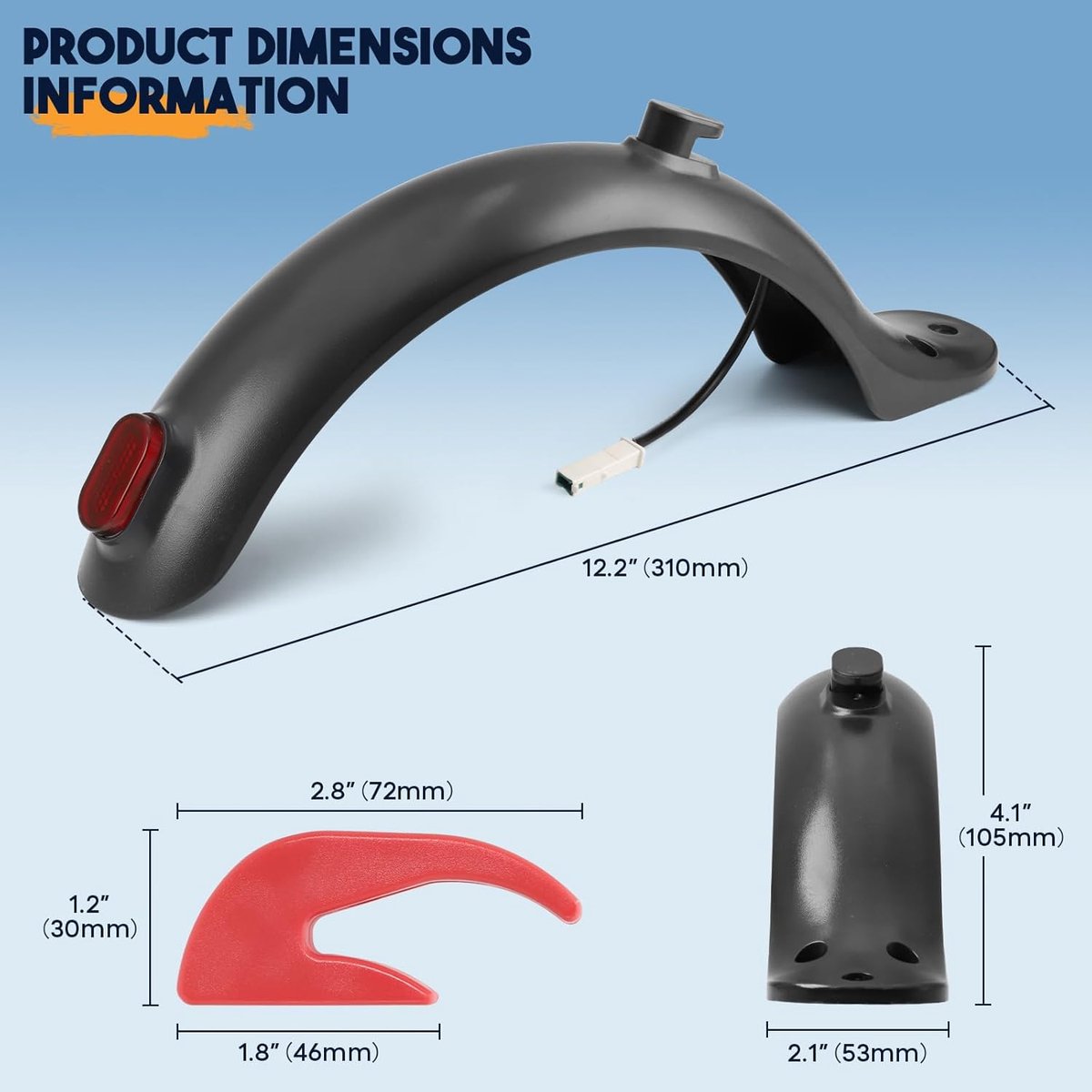 SnelShoppen - Spatbord + Achterlicht Kit voor Elektrische Step, Geschikt voor M365/M365 Pro, Geïntegreerde Set, Versterkt ABS Materiaal, Modderbestend