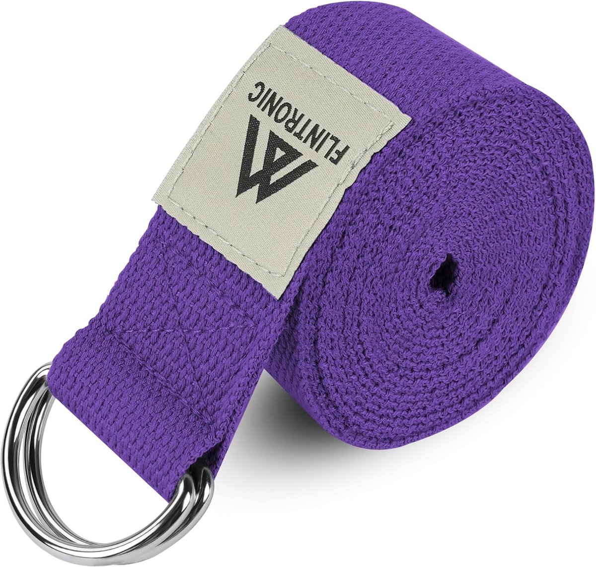 SnelShoppen - Flintronic Yoga Band, Stretch Band met D-Ring, 1.85m 100% Katoen, Yoga Accessoires voor Beginners en Gevorderden, Fitness, Pilates
