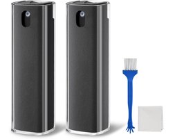 SnelShoppen - Screen Cleaner Spray en Wipe 2-in-1 voor Touch Screens, Microfiber Doek & Borstel, 2 Pack, 10 ml, Grijs, Perfect voor Mobiele Telefoons,