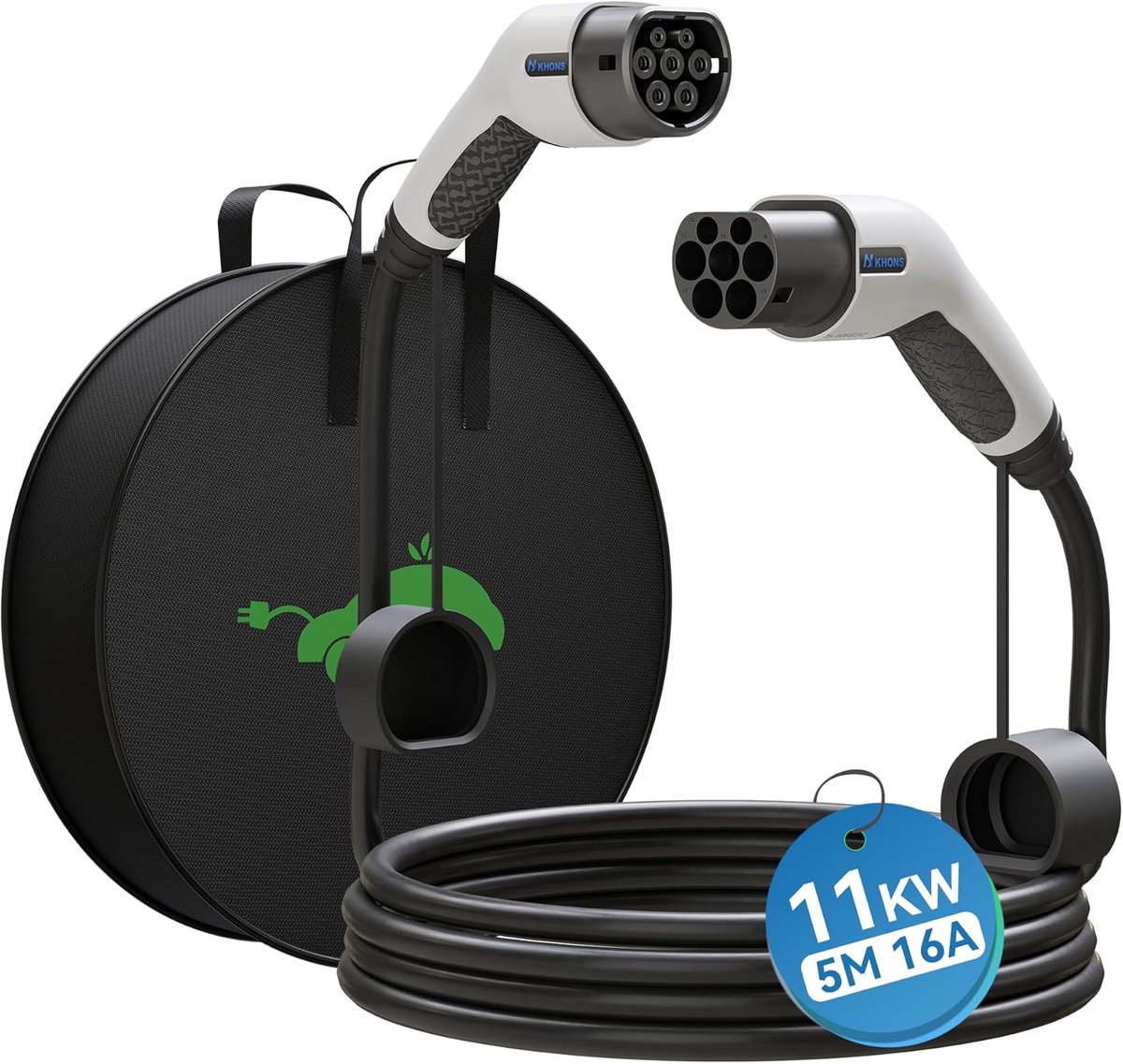 SnelShoppen - Electric Car Charging Cable Type 2 16 A 11 kW 5 Meter, 3-Fase EV Oplaadkabel voor Elektrische Auto's en Hybrides, Compatibel met Type 2