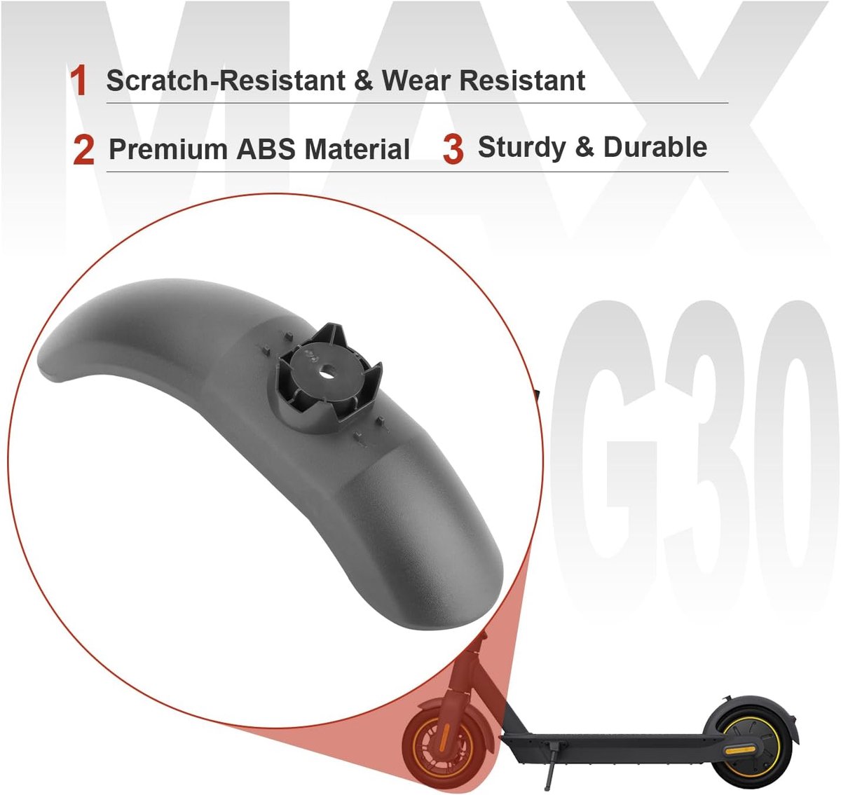 SnelShoppen - Scooter Voorkant Spatbord Vervanging voor Elektrische Scooter - Compatibel met Ninebot Max G30 - Impactbestendig Kunststof - Bescherming