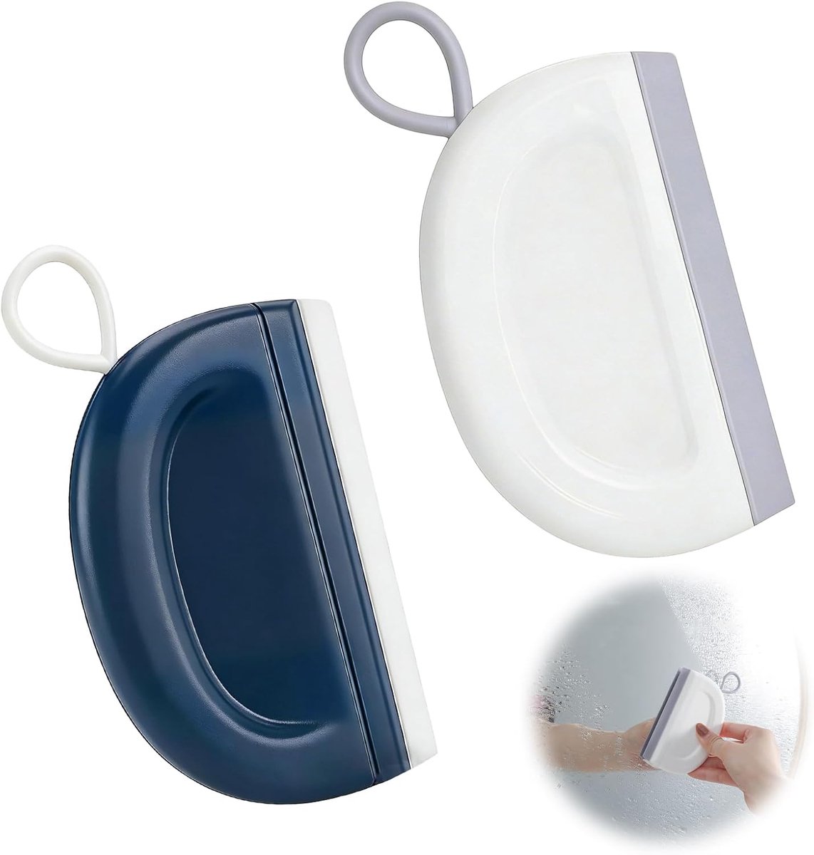 SnelShoppen - 2x Mini Douchewissers - Herbruikbare Raamtrekker voor Badkamer, Spiegel, Vloer & Glas - Duurzaam PP + TPR - Gemakkelijk Schoon te Maken