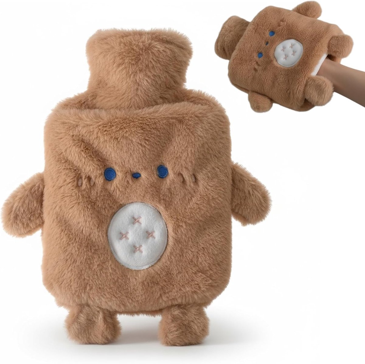SnelShoppen - Warmwaterkruik met Schattige Berenhoes 1L - Knuffelzachte Warmwaterkruik voor Kinderen en Volwassenen - Perfecte Cadeau voor Familie en