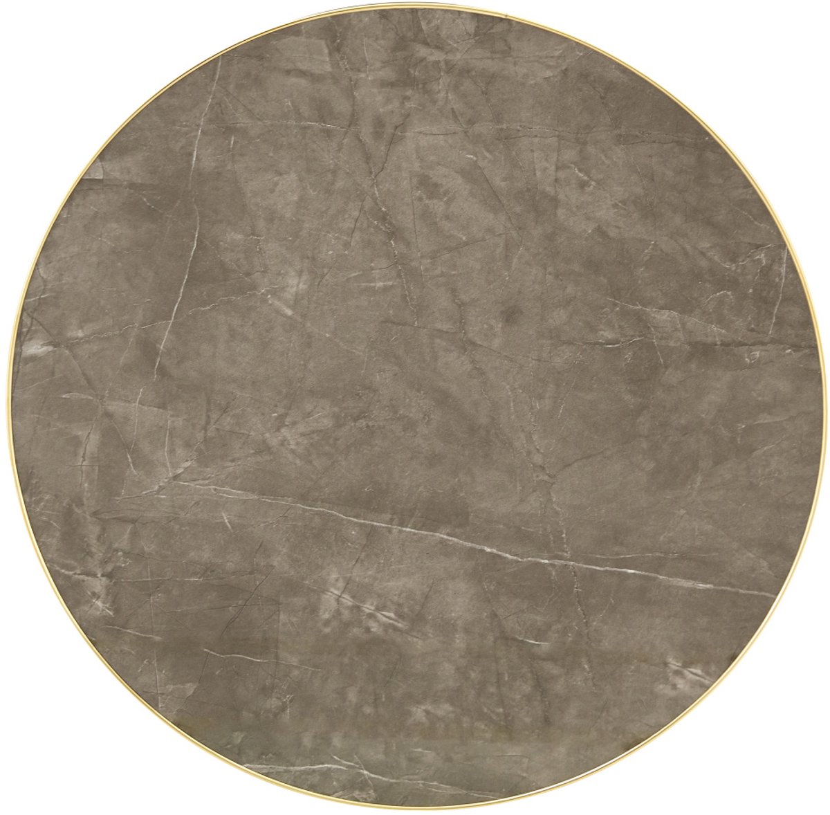 HAUSS SPOLE Bijzettafel Rond Met Marmerlook En Gouden Rand Modern Voor Woonkamer Slaapkamer Of Balkon Van MDF En Metaal 60 Cm Grijs