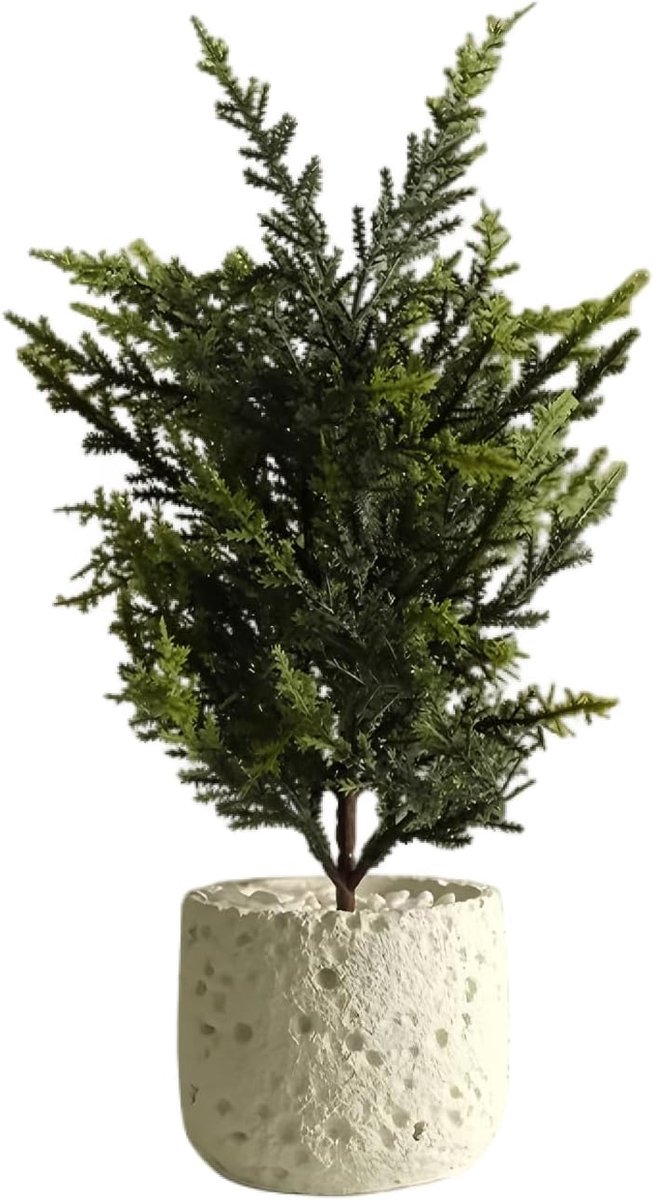 SnelShoppen - Kunstplanten in Pot - 32 cm Hoge Realistische Decoratieve Planten voor Thuis en Kantoor | Inclusief Keramische Pot met Decoratieve Steen