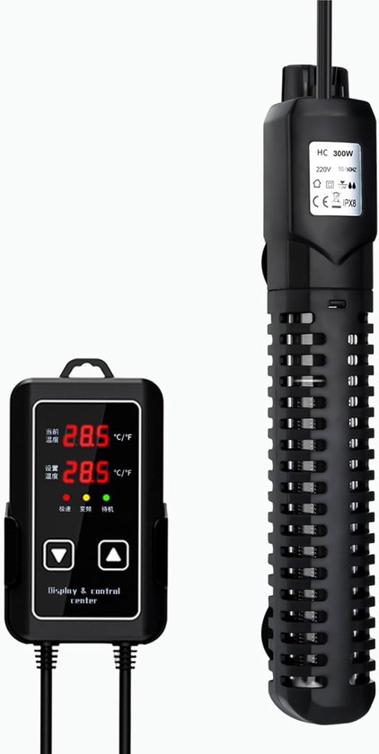 SnelShoppen - Aquarium Heater 300W voor Aquaria en Vissenkommen (15-34°C) met Temperatuurcontroller en Oververhittingsbeveiliging - Explosieveilige Qu