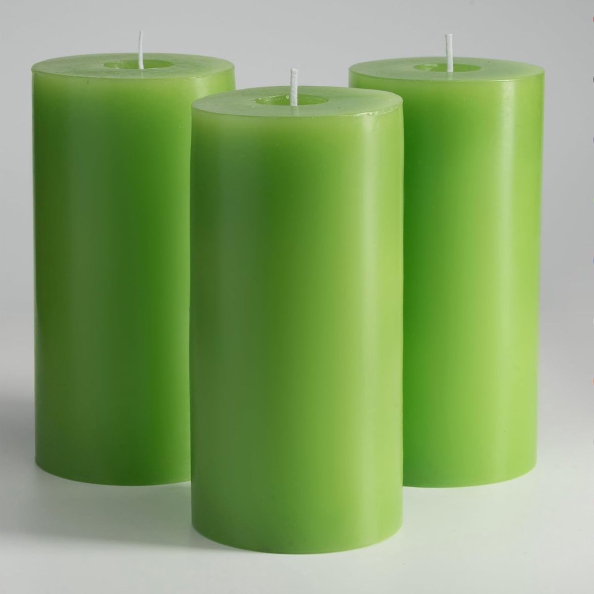 SnelShoppen - Pillar Candles Groen Set van 3 - Grote Kaarsen met Lange Brandduur van 75+ Uur - Schoon Brandend en Geurloos voor Huishoudens, Feesten e