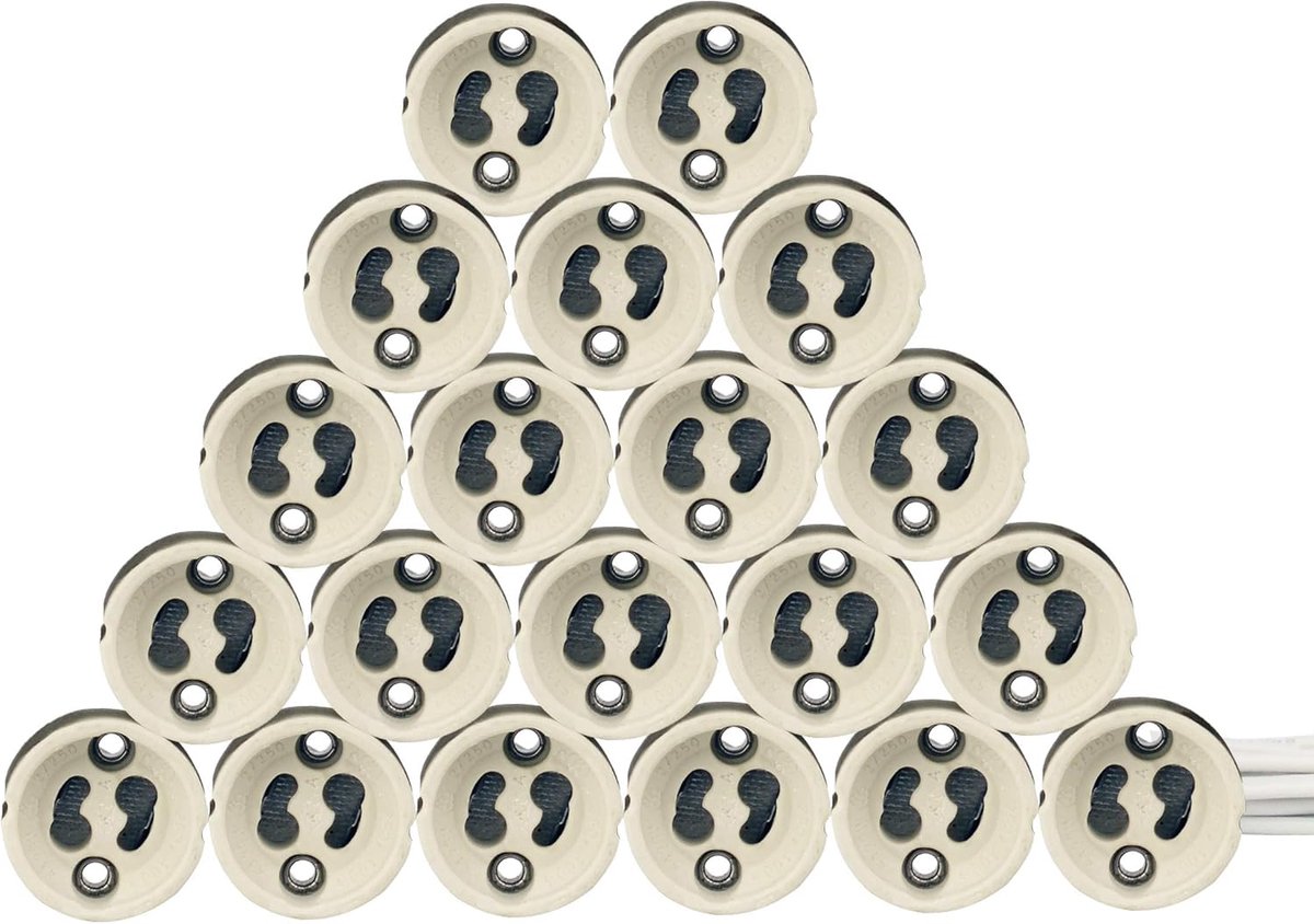 Keramische GU10 Lamphouders, 20-pack met Hoogwaardige Siliconen Kabel voor LED en Halogeen