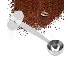 Multifunctionele 2-in-1 espressolepel met tamper, roestvrijstalen koffielepel voor koffiezetten en doseren van koffiepoeder