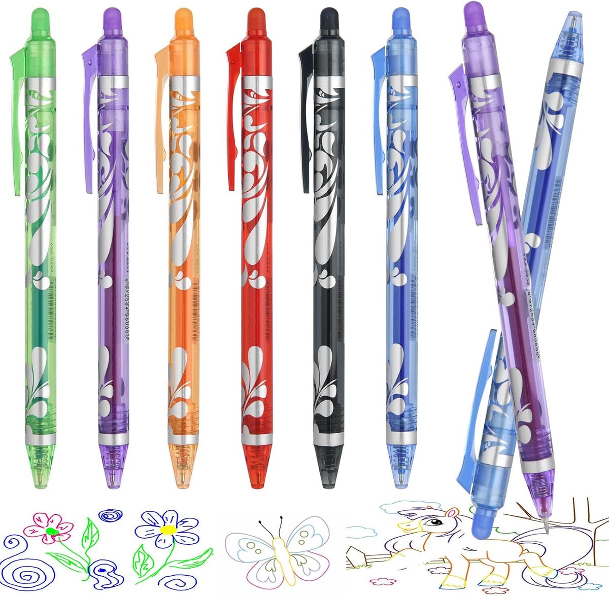 SnelShoppen - Erasable Gel Pen Set - 6 Kleurige 0.5mm Rollerball Pen met Thermosensitieve Wistinkt en Gum - Perfect voor School, Werk en Creatieve Pro