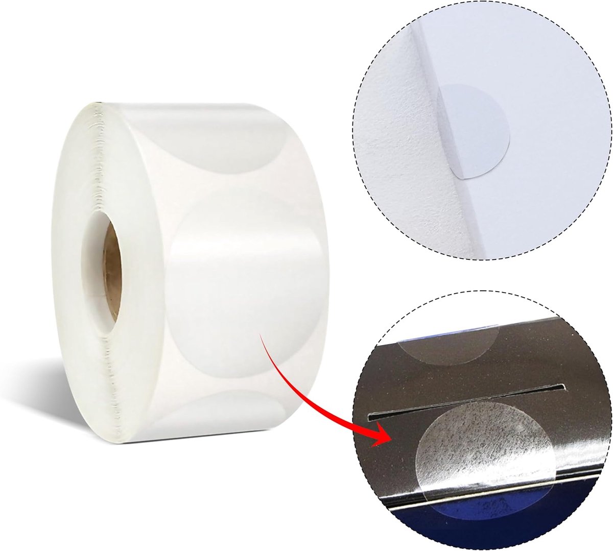 SnelShoppen - Transparante Adhesive Dots Stickers voor Verpakking - 1000 Stuks - 3.8 cm Diameter - Zelfklevende Cirkel Stickers voor Enveloppen, Dozen