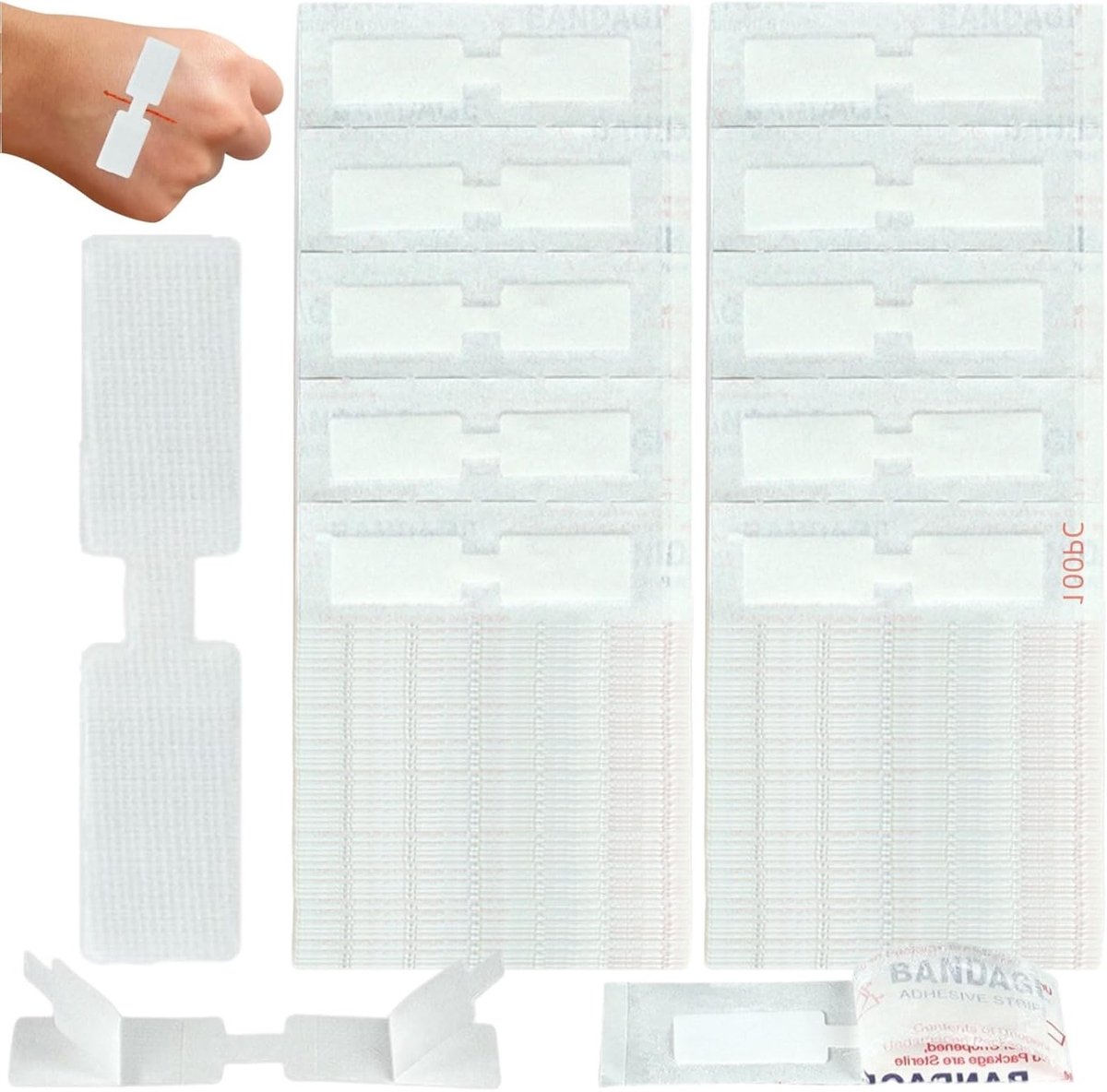 100 Stuks Hechtingsstrips voor Wonden - Steriele Hechtingstape, Noodhechtingen en Wondverzorging
