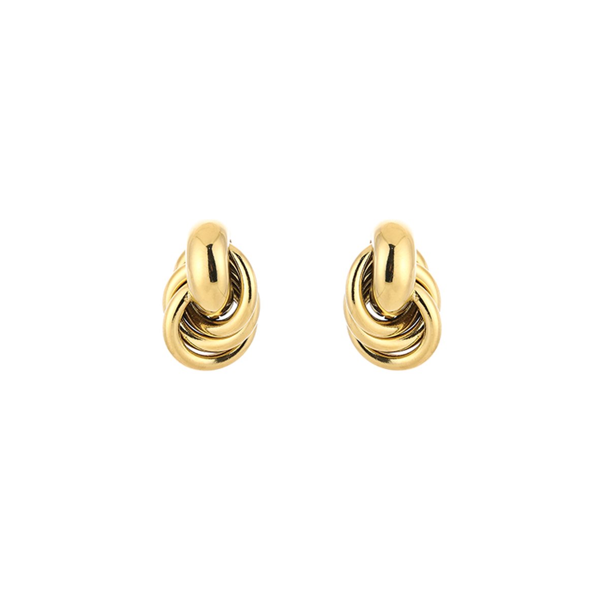 Stainless Steel Gevlochten Schakel Studs – Chique & Getextureerde Oorknopjes - RVS - Goud