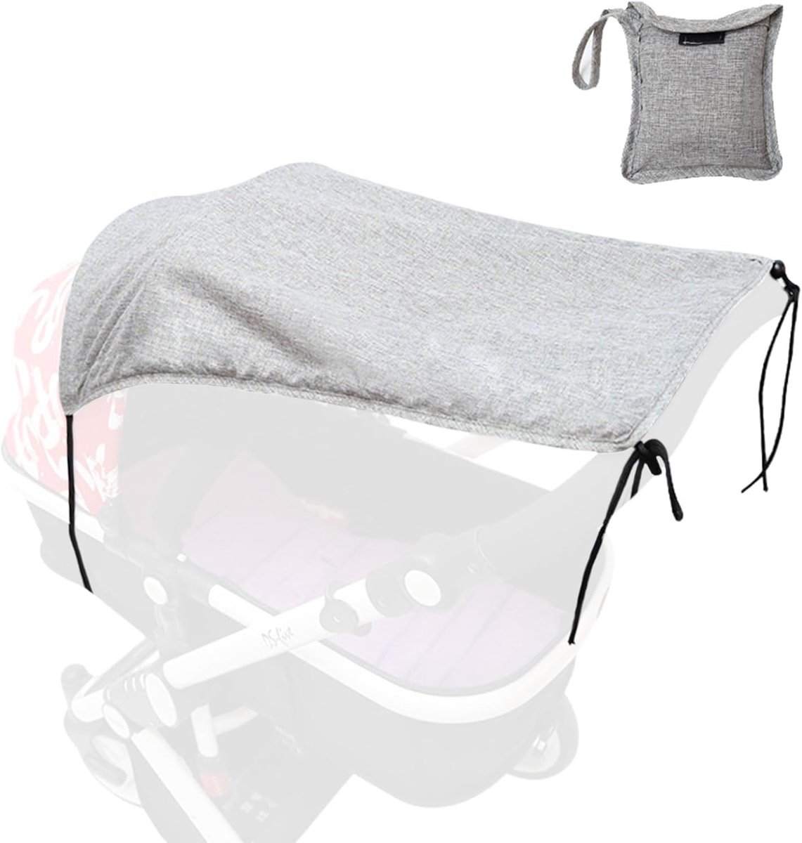 Thijox - Zonnescherm voor Kinderwagens - Ademend, Opvouwbaar, UV-Bescherming, Waterbestendig, Grijs, 65x50/34 cm - Perfect voor Kinderen, Buiten, en V