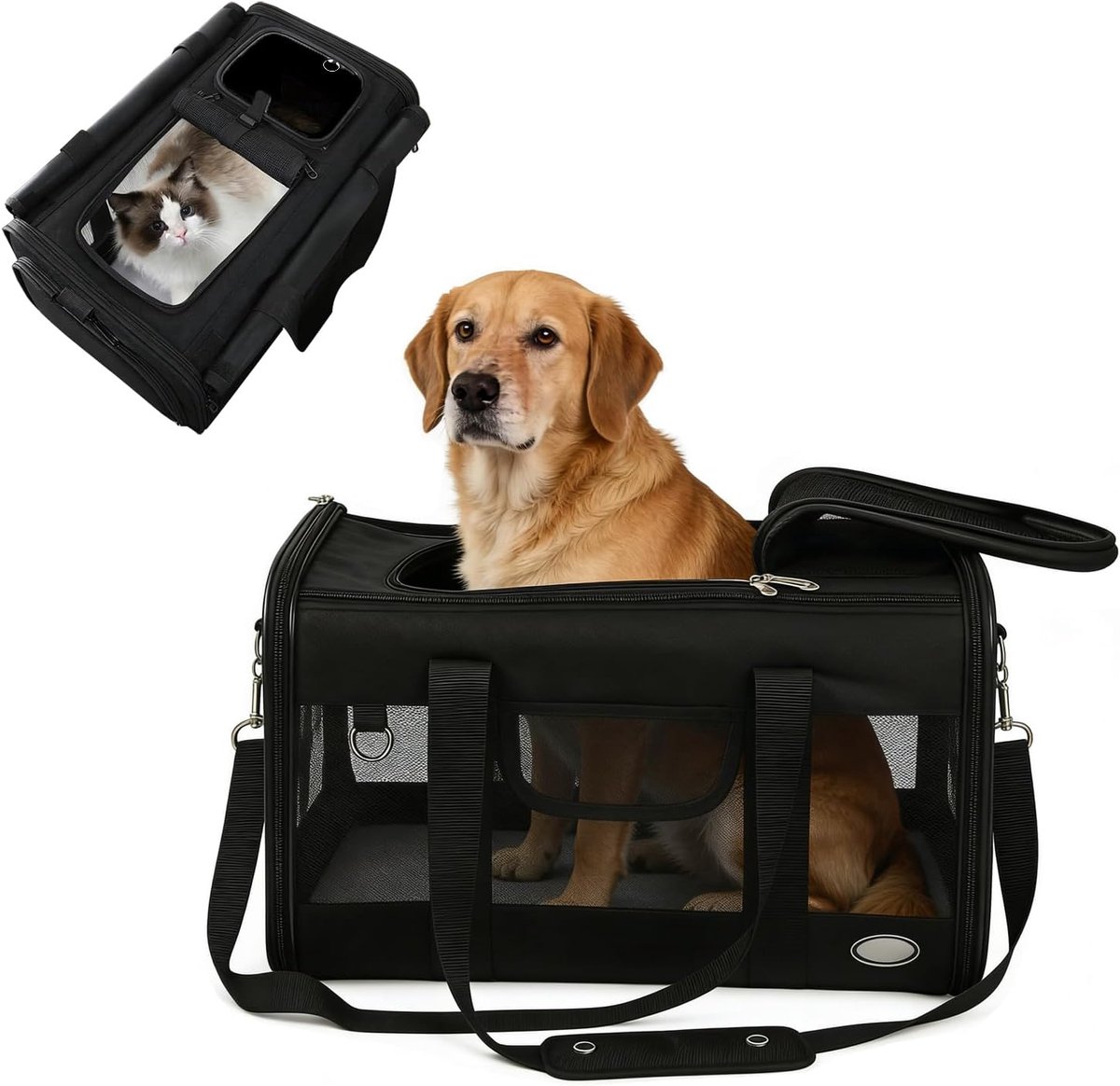 SnelShoppen - Vouwbare Hond en Kat Transportbox - Ademend Oxford Dierentas voor Kleine en Middelgrote Huisdieren - Ideaal voor Buiten, Reizen en Activ