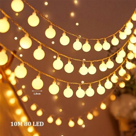10M Camping Lichtsnoer - 80LEDs - Lichtketting - Tentlamp - USB Oplaadbaar - LED Bolverlichting - Lichtsnoer buiten - Kampeerlamp - Voor Bruiloften, Feesten, Balkondecoratie, Kamperen, Binnen en Buitengebruik - Warm Wit Licht — afbeelding 5