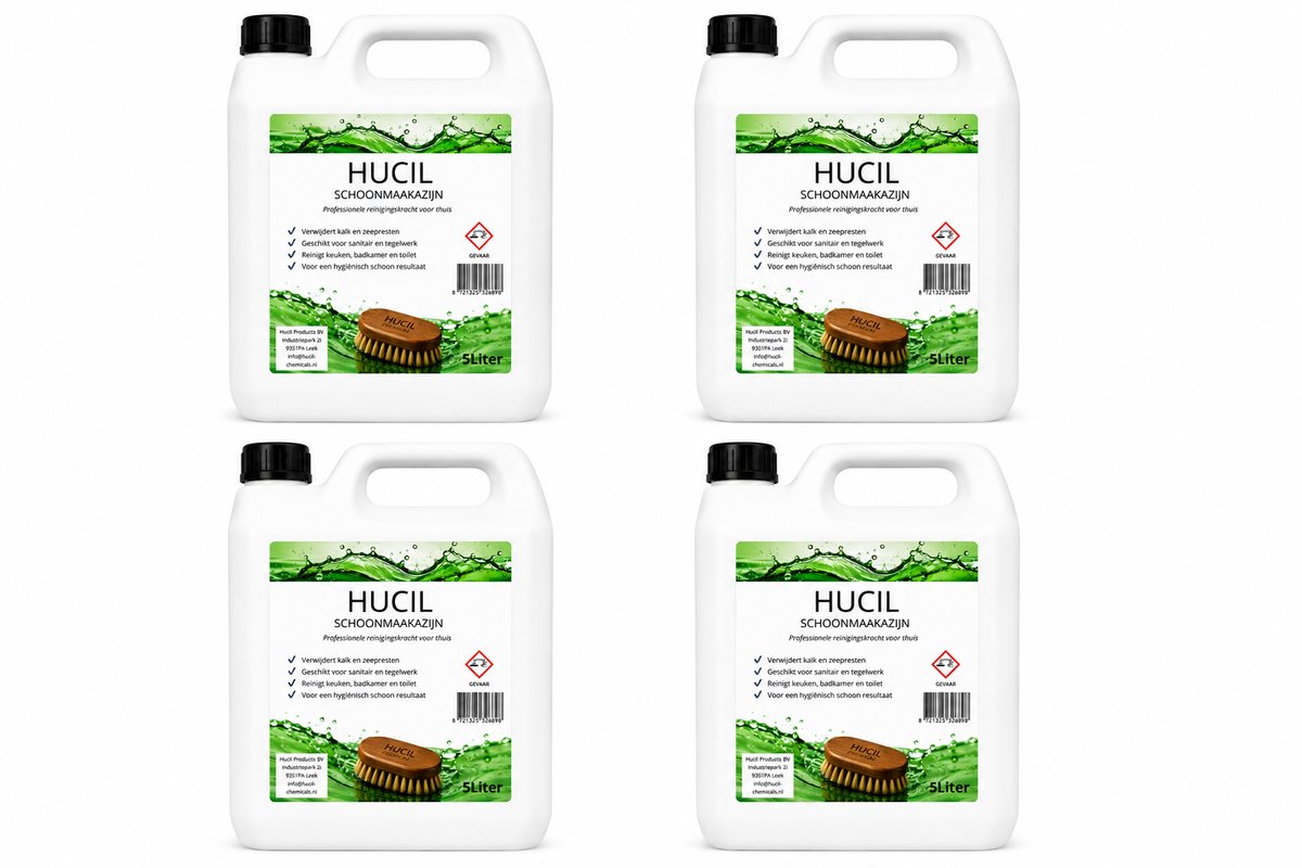 Hucil Schoonmaakazijn - 4x5 liter - azijn - reiniger - ontkalker - azijnzuur - voordeelverpakking