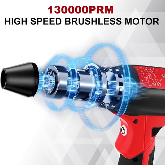 Persluchtblazer, accublazer compatibel met Einhell Power X-Change 18V, pc-blazer met 130.000 tpm, persluchtblazer met 4 snelheden, autoblazer voor toetsenborden/elektronica — afbeelding 4