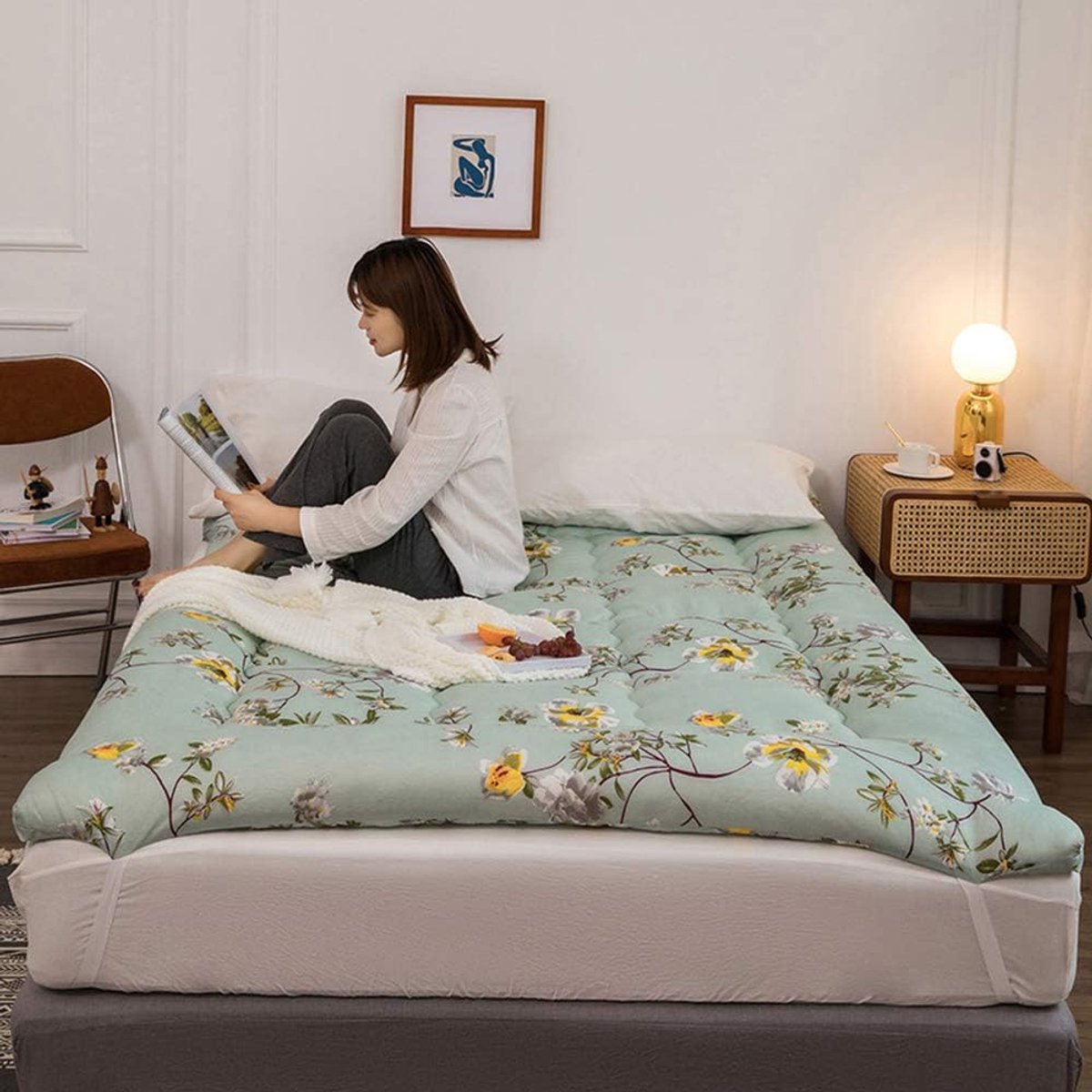 Japanse Vloermatras - Tatami Mat Slaapkussen - Comfortabel Slapen - Opvouwbaar en Draagbaar - 120 x 200 cm - Veelkleurig