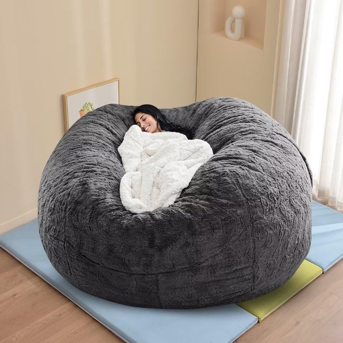 Zitzakhoes - Puff hoes Loungestoel hoes - Ontspannen thuis - Wasbaar en zacht materiaal - 6FT (150cm) - Grijs