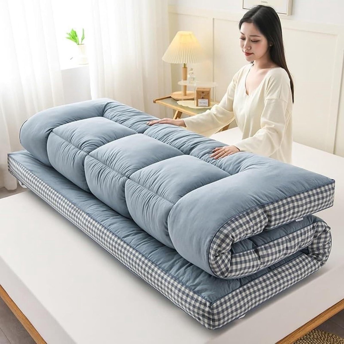Japanse Futonmatras - Vloermatras Opvouwbaar - Comfortabel Slapen - Traditioneel Japans Ontwerp - 7-8 cm dik - Niet gespecificeerd