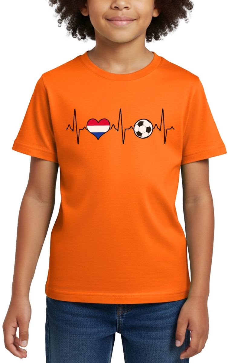 Nederland Voetbal Shirt Voetbal Hartslag T-Shirt Kinderen