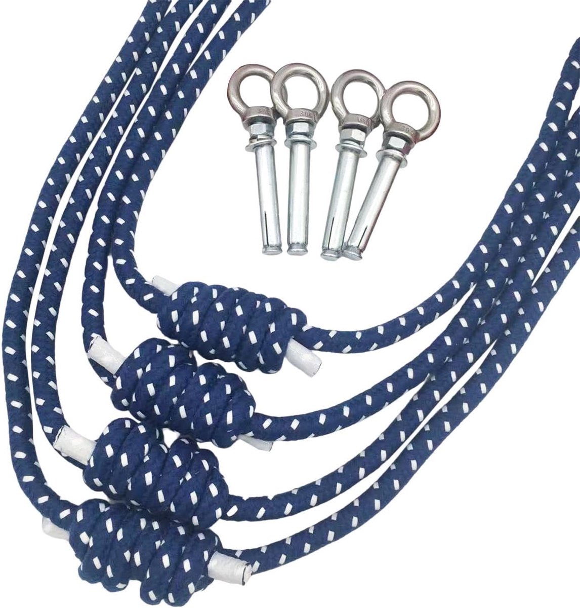 Yoga Wandtouwen - Inversie Touwen - Flexibiliteit Verbeteren - Duurzaam Katoen - 3.3 Meter - Blauw