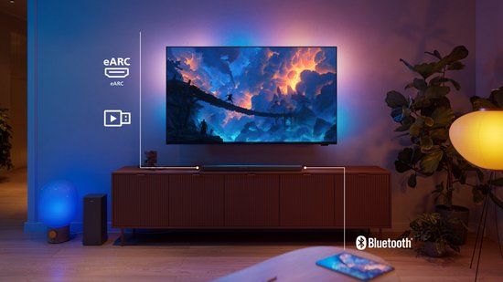 PHILIPS TAB8301/10 - 3.1.2-kanaals Soundbar - Draadloze Subwoofer - 380W Vermogen - Dolby Atmos - DTS:X - DTS Virtual:X - Bluetooth 6.0 LE Audio - HDMI eARC - Gun Metal van Philips — afbeelding 4
