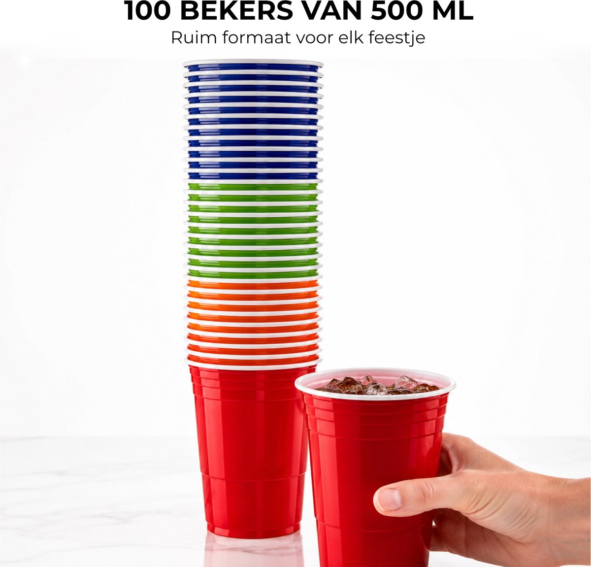 Sevara Beerpong Set – 20 Stuks Hardplastic Bekers – Blauw & Rood – Vaatwasmachinebestendig – Incl. 4 Pingpongballen & Gratis E-book – Feestaccessoires