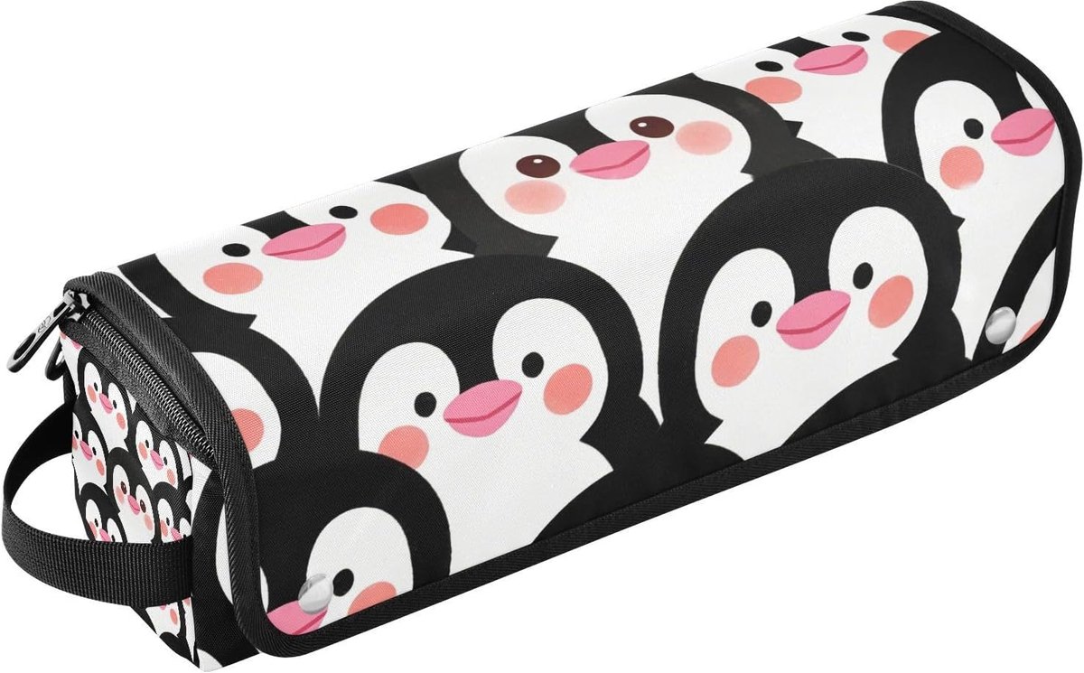 Haargereedschap Organizer - Stijltang Tas - Reizen en Opbergen - Hittebestendige Mat - 37 cm - Cartoon Pinguïn