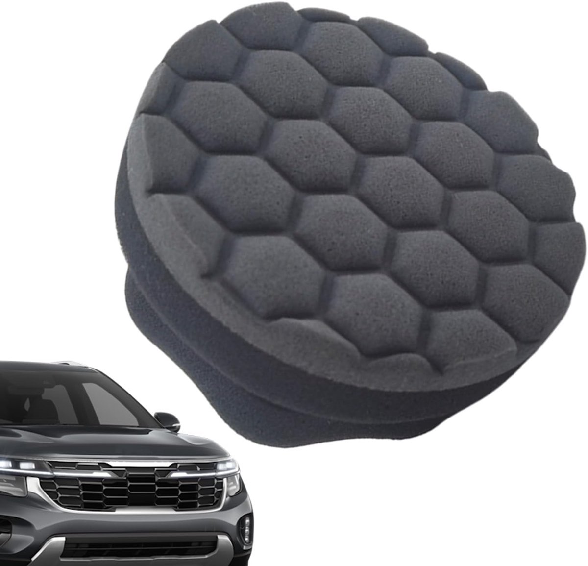 Bandendressing Applicator - Polijst Spons - Auto Detailen - Honingraat Druktechnologie - 10x6x8cm - Zwart