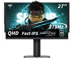 KTC H27E8 Gaming-monitor, 27-inch 2560×1440 Fast IPS-scherm, 240Hz verversingssnelheid & 275Hz OC, 1ms MPRT-reactietijd, HDR400, FreeSync & G-Sync compatibel, laag blauw licht & flikkervrij, verstelbare standaard & 100x100mm VESA-montage ondersteund.