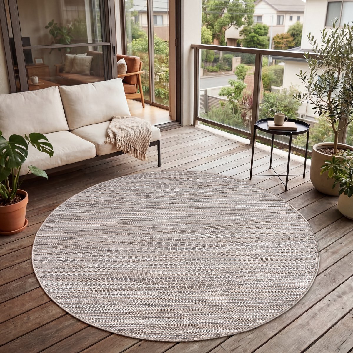 Paco Home In-& Outdoor Vloerkleed Balkon Terras Keukenvloerkleed Modern Boho Ethno Patroon 120 cm Rund