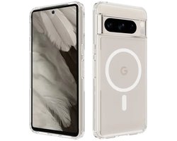 Hoesje Geschikt voor Google Pixel 8 Pro - Compatibel met MagSafe - Hard Back Cover met Magneet - Transparant