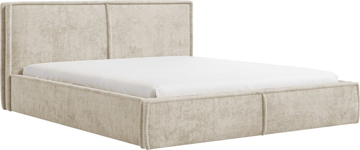 AJE Meubles B.V. Gestoffeerd Bed 04 met Opbergruimte en Hoofdbord 160x200 cm - Crème (Poso 100)