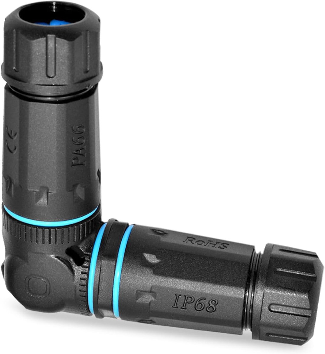 RJ45 Ethernet Koppeling - Netwerk Connector - Robuuste Netwerkverbinding - 90 Graden Hoekontwerp - 10Gbps - Zwart